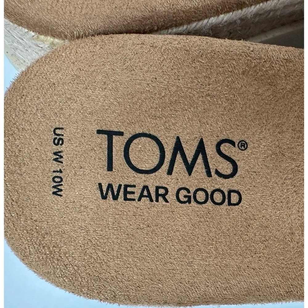 TOMS Diana Mule Wedge Sandals Women's 10W Natural Canvas Espadrille Platform